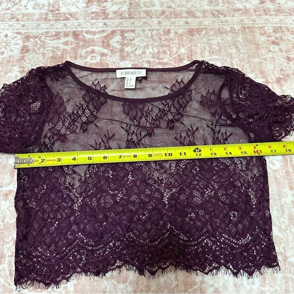 Sheer🪻Cropped Lace Purple Top - Picture 6 of 6